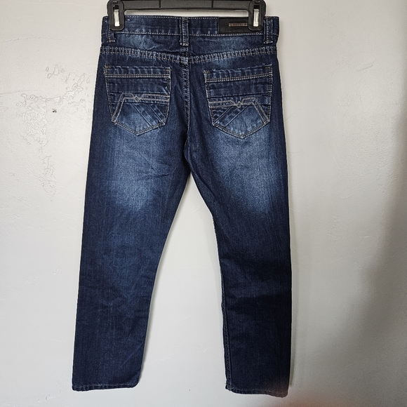 Rebel Jeans Boys 12 Dark Blue Straight Leg Jeans Denim Natural Fading Adjustable - Picture 5 of 7